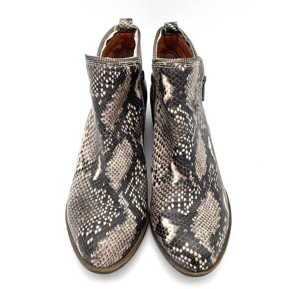 Lucky Brand Bartalino Booties Gray Snakeprint Embossed Leather Boots Size 9.5 - Picture 4 of 16
